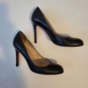 Christian Louboutin Black Python Pumps